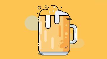 A cup of beer with foam, showcasing the frothy top and golden liquid in a transparent glass vector