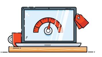 A laptop screen displaying a tracking interface with progress bars and graphs, showcasing data analysis and progress monitoring. It highlights digital progress tracking vector