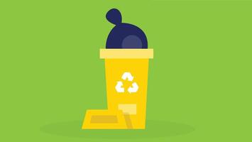 A trash bin filled with a trash bag inside, representing waste management and cleanliness, offering a practical solution for disposing of household or office waste vector
