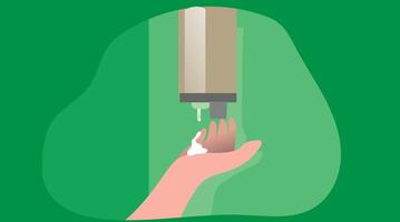 A hand washes their hands with soap and water, ensuring hygiene and cleanliness by scrubbing thoroughly, an essential practice for health and safety vector