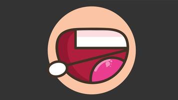 COVID test taken by mouth, showing a person opening their mouth for a swab sample, medical elements included, clean background with healthcare context vector