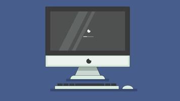 Flat-style illustration of a computer screen with a sleek design, showcasing modern technology, minimalism, and clean lines vector