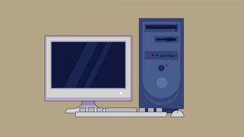 Illustration of old retro computer devices, featuring vintage keyboards, monitors, and floppy disks, symbolizing nostalgia vector