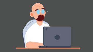 Illustration of a freelancer working on a laptop, symbolizing remote work, creativity, and independence, with a focus on productivity in a casual, home office environment vector