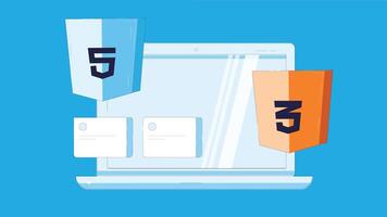 Illustration representing web development and design with programming elements vector