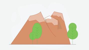 Scenic mountain landscape with outlined trees in the foreground, creating a minimal and peaceful nature view perfect for outdoor, travel, and wilderness themes vector