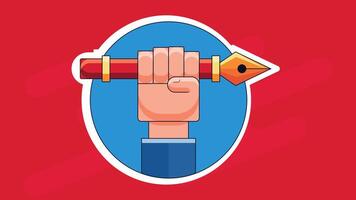 Illustration of a hand holding an ink pen, designed for digital painting, highlighting precision and creativity in digital art and design work vector