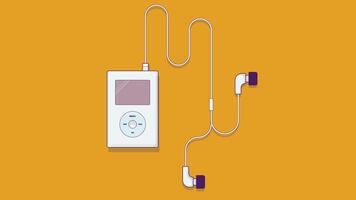 Retro music player paired with classic headphones, showcasing a nostalgic audio experience with vintage style, ideal for themes of music, relaxation, and retro technology aesthetics vector