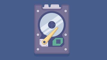 Illustration of an open hard disk, showcasing the internal components for IT repair and maintenance, symbolizing technical troubleshooting and data recovery vector