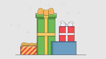 illustration of beautifully wrapped Christmas presents with ribbons and festive patterns, symbolizing holiday cheer, giving, vector