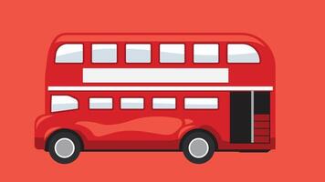 Illustration of a classic British double-decker bus, iconic to London, showcasing its vibrant red color and distinctive upper deck vector