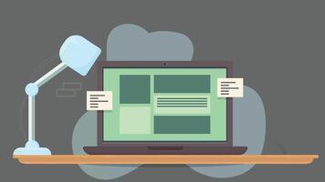 Illustration of a laptop , symbolizing remote work and freelancing, with a calm, focused atmosphere vector