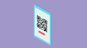 A mobile device displaying a QR code, symbolizing digital convenience and quick access to information vector