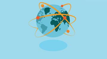 A visual of Earth in space surrounded by connected lines and location marks, symbolizing global connectivity, communication, and the vast network of locations vector