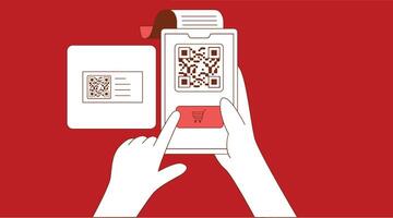 mobile device displaying a QR code, symbolizing digital convenience vector