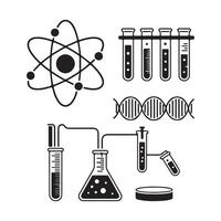 Science and Chemistry Icon Set with Test Tubes and Instruments vector