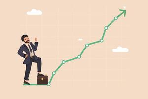 Ambitious business professionals strive for success, either by climbing a growth chart or collaboratively building their path to achievement. vector