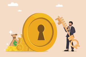 Key to Achievement Businessman Finding the Path to Financial growth Success. vector
