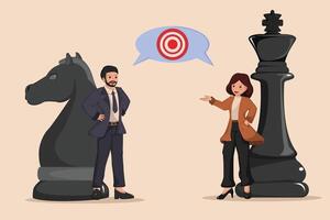 Teamwork and Strategy Achieving Business Objectives Through Collaborative Planning vector
