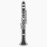 A black and white illustration of a clarinet vector