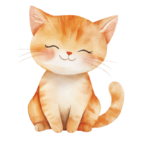 Orange tabby cat smiling on transparent background. png