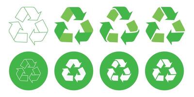 Green reuse recycle icon set vector