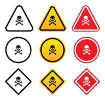 Various Poison Warning Signs with Skull and Crossbones vector