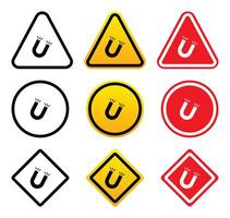 Magnetic Warning Signs in Various Shapes and Colors vector