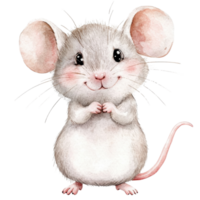 A cute watercolor mouse on transparent background. png