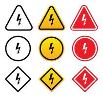 Warning signs for high voltage and electrical hazards vector