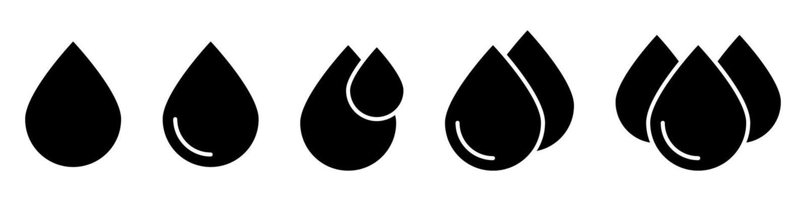 Dlack drop icon. Water or oil drop icons set.