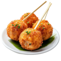 Fried food on a plate on transparent background. png