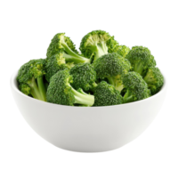 Broccoli in a white bowl on transparent background. png