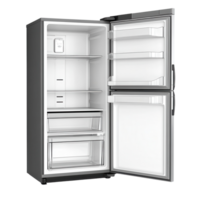 Open empty refrigerator on transparent background png