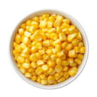 Corn kernels in a bowl on transparent background. png