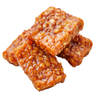 Stack of sesame brittle on transparent background. png