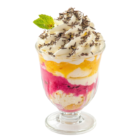 Sundae dessert in a cup on transparent background. png