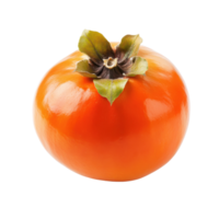 A single ripe persimmon on transparent background. png