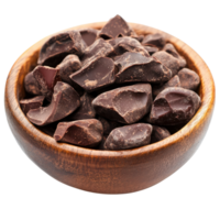 Chocolate chunks in bowl on transparent background. png