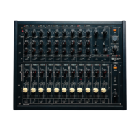 Audio mixing console close on transparent background. png