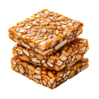 Stack of peanut brittle on transparent background. png