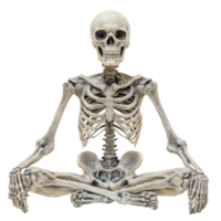Skeleton in lotus pose on transparent background. png