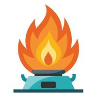 Fire Flame Burning Heat Red a flat icon of a burning stove vector