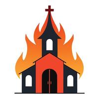church burning fire icon , illustration vector