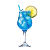 Blue drink with lemon on transparent background png