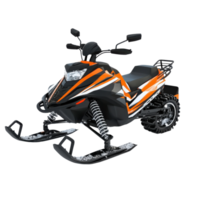 Orange and black snowmobile on transparent background. png