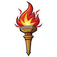 torch fire Illustration of a burning torch on a white background, illustration vector