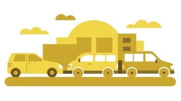 a yellow car is parked in front of a building Car icons, , flat cartoon vector