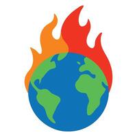 the earth is on fire, and the logo is a globe with flames vector
