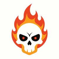 Skull with fire flames Fire a skull with flames on it's face vector